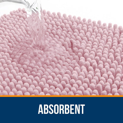OLANLY Bathroom Runner Rugs - Soft Absorbent Chenille Bath Mat | Quick-Dry, Machine Washable, 47x17, Dusty Rose