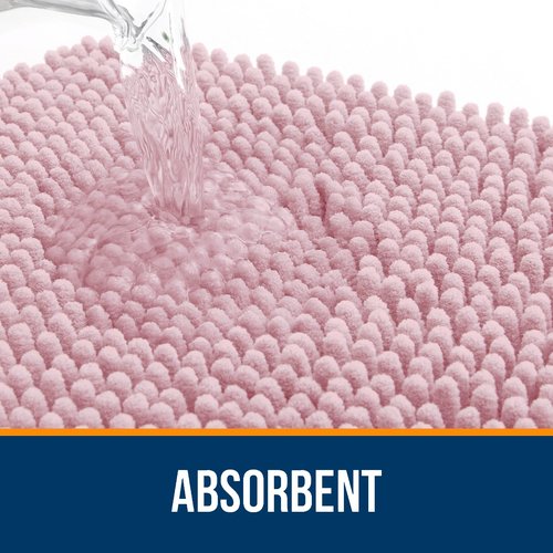 OLANLY Bathroom Rugs 36x24, Extra Soft Absorbent Chenille Bath Rugs, Rubber Backing Quick Dry, Machine Washable Bath Mats for Bathroom Floor, Tub and Shower, Home Decor Accessories, Dusty Rose