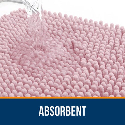 OLANLY Bathroom Rugs 59x35, Extra Soft Absorbent Chenille Bath Rugs, Rubber Backing Quick Dry, Machine Washable Bath Mats for Bathroom Floor, Tub and Shower, Home Decor Accessories, Dusty Rose