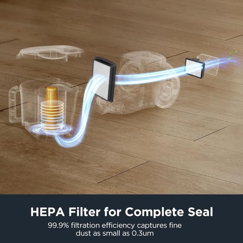 Eureka Bagless Canister Vacuum - 16KPA Suction, Washable HEPA Filter, Compact Design with 3 Tools
