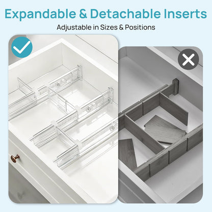 Vtopmart Drawer Dividers - Expandable Inserts & 25 PCS Clear Plastic Organizers Set