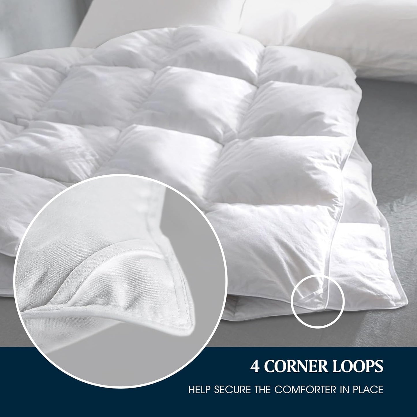 Serta Goose Feather Down Comforter - Hotel Luxury Hypoallergenic Twin Size Duvet Insert | 100% Cotton, 68 x 90 Inch, White
