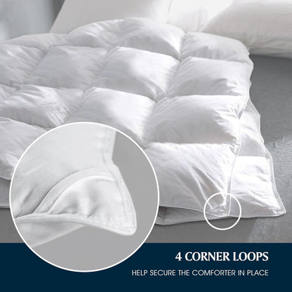 Serta Goose Feather Down Comforter - Hotel Luxury Hypoallergenic Twin Size Duvet Insert | 100% Cotton, 68 x 90 Inch, White