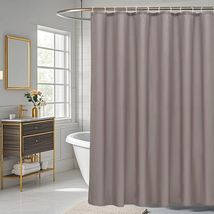 AooHome Extra Long Shower Curtain 72x78 Inch, Fabric Shower Curtain Liner for Hotel with Hooks, Weigthed Hem, Water Repellent, Chocolate
