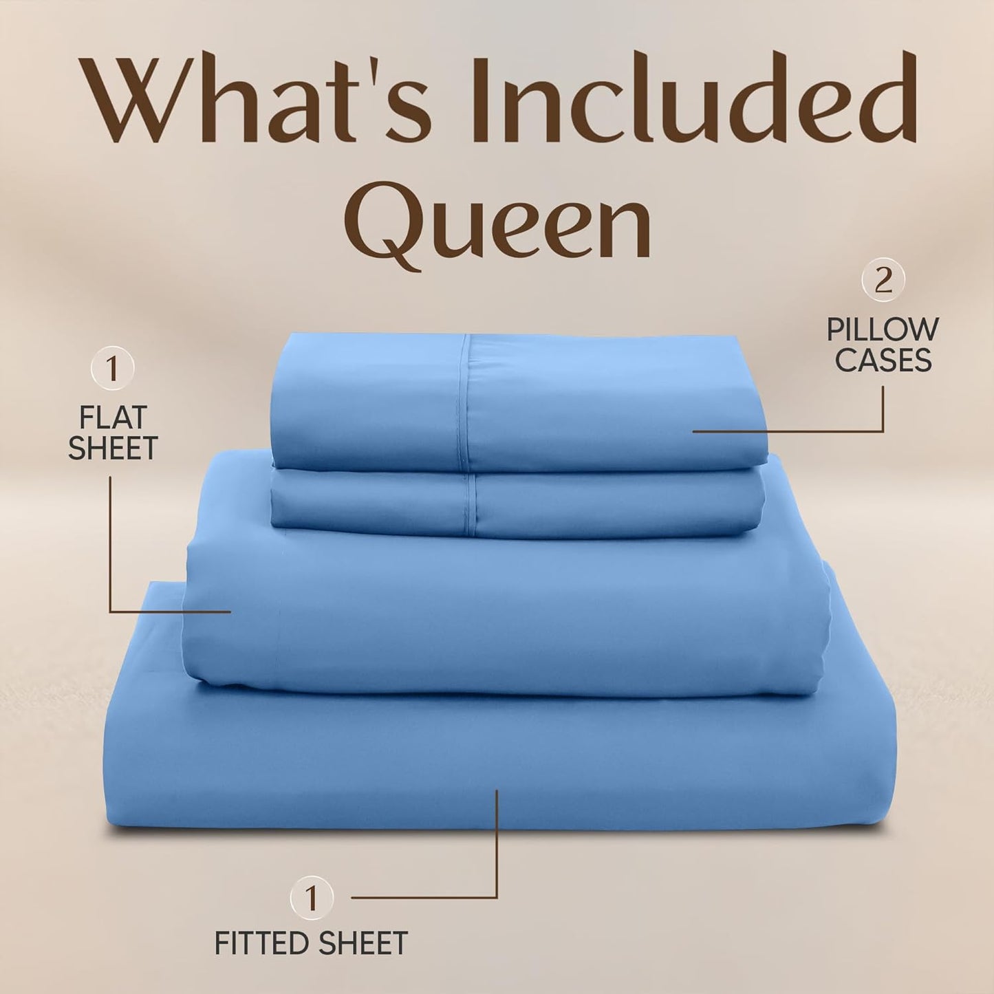 Utopia Bedding Queen Size Sheet Set - Soft, Breathable Microfiber - 4 Pieces in Dutch Blue