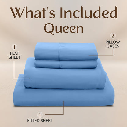Utopia Bedding Queen Size Sheet Set - Soft, Breathable Microfiber - 4 Pieces in Dutch Blue