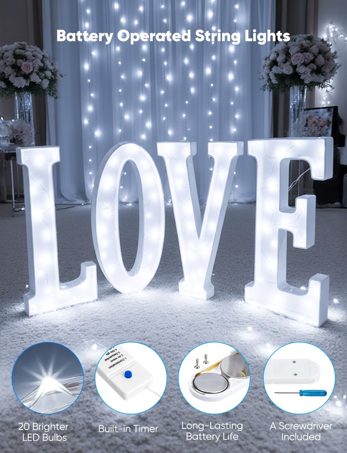 Minetom 12 Pack Battery Operated Fairy String Lights - 8 Modes, 7ft, 20 LED Waterproof Silver Wire for DIY Decor
