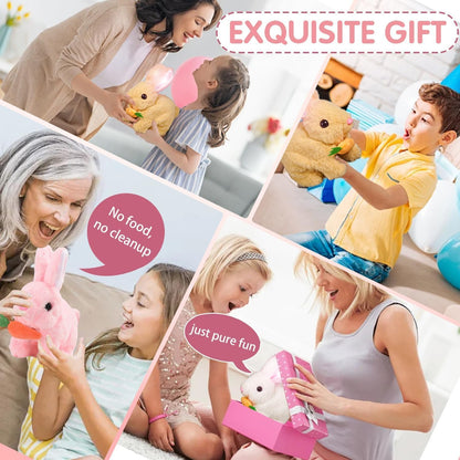 Bunny Realistic Hopping Rabbit Toy - Interactive Easter Bunny with Twitching Ears (Brown)