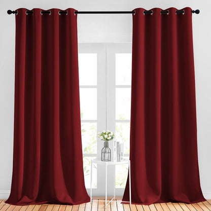 NICETOWN Extra Long Blackout Drapes - (52 inches by 120 inches, Burgundy Red, Set of 2) Window Treatment Light Blocking Privacy Curtain Panels for Home Decoration
