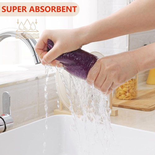 Homaxy 100% Cotton Kitchen Dish Towels - Ultra Soft & Absorbent Quick-Drying, 13 x 28 Inches, 8-Pack, Purple