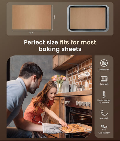 Unbleached Parchment Paper Sheets - 200 Pcs Non-Stick Baking Liners | 12x16 Inch for Oven & Airfryer