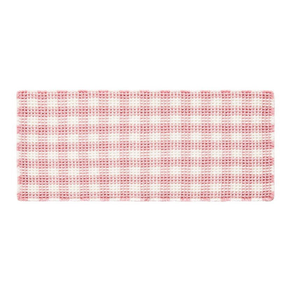 TYUU Waffle Runner Rug Bathroom, Long Boho Bathroom Rugs Non Slip Washable Absorbent Checkered Bathroom Mat Quick Dry Cute Bath Mat, 72"x24" Pink and White