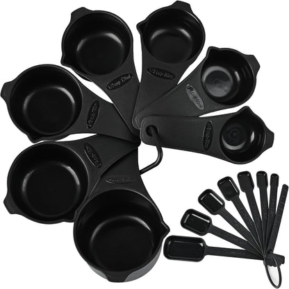 Skiennix Measuring Cups and Spoons Set - 15-Piece BPA-Free Kitchen Essentials | Engraved Metric & US Markings