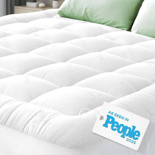 Niagara Sleep Solution Ultra Soft King Size Mattress Topper - Bamboo Viscose Pillow Top for Back Pain Relief | Naturally Cooling, White