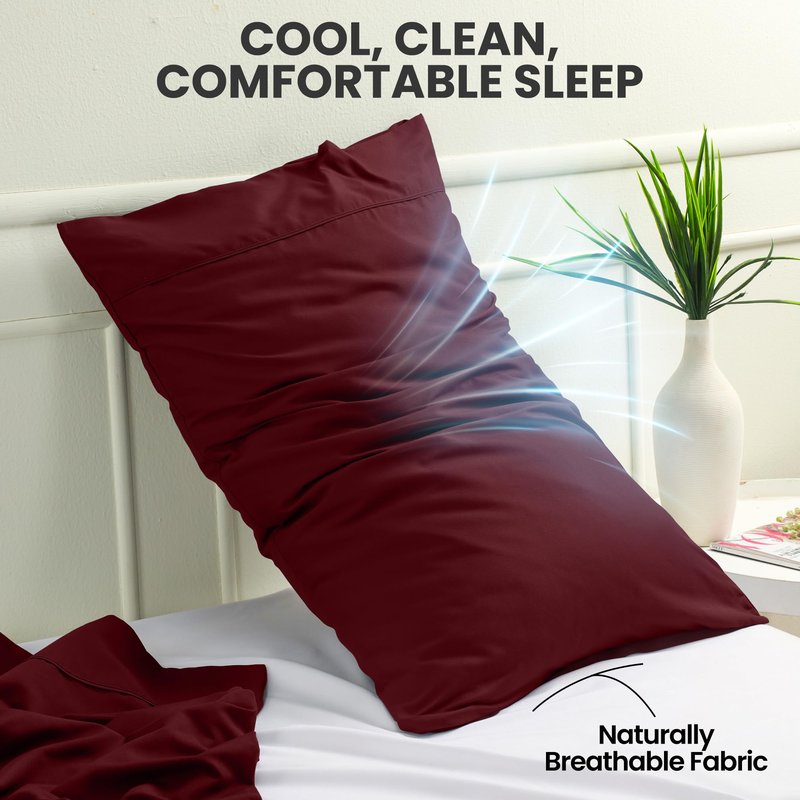 Utopia Bedding King Pillow Cases - 2 Pack - Envelope Closure - Soft Brushed Microfiber Fabric - Shrinkage and Fade Resistant Pillow Covers King Size 20 X 40 Inches (King, Burgundy)