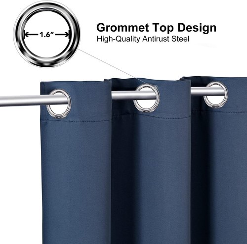 ChrisDowa Blackout Curtains - 108-Inch Long Grommet Thermal Insulated Panels | Stone Blue, 2-Pack for Living Room & Bedroom