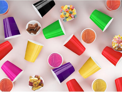 Skiennix 12 Oz Colorful Disposable Plastic Cups - 120 Pcs for Parties, Picnics & Events