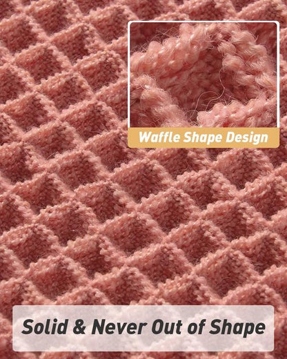 AMOAMI Upgraded Waffle Bath Mat, Super Absorbent Non Slip Bath Mats for Bathroom Floor, Machine Washable Bathroom Rugs with Tassels, Rubber Backed Bathroom Mats, Ultra Soft, 18" x 30", Coral