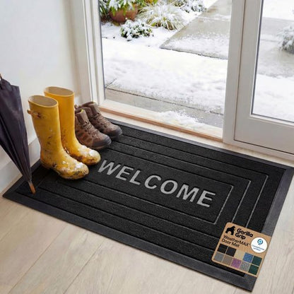 Gorilla Grip 100% Waterproof All-Season WeatherMAX Doormat - 47x35, Stain & Fade Resistant, Easy Clean Black