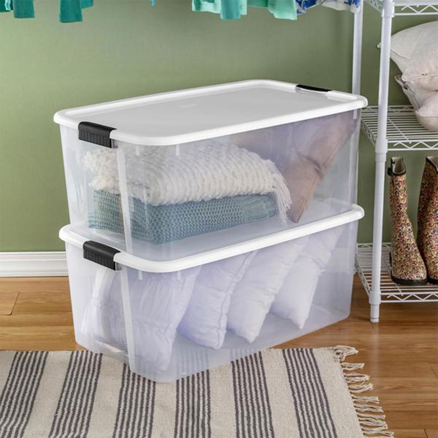 Sterilite 12-Pack Ultra Latching Storage Bins - Clear Plastic, 116 Quart Heavy-Duty Organizing Containers