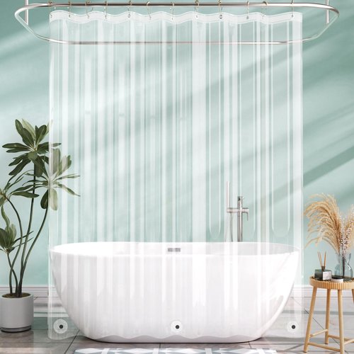 AmazerBath 70x72 Inch Shower Curtain Liner, RV Clear Shower Curtain Liner, Waterproof Plastic Shower Liner, Lightweight PEVA Shower Curtain for Bathroom with 3 Magnets and 12 Rustproof Metal Grommets