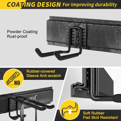 UUP Garage Storage | 64-Inch Wall Mount Tool Organizer with Adjustable Metal Hooks - Heavy-Duty Yard Rack