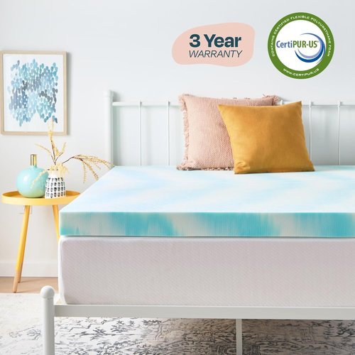Linenspa 4 Inch Gel Memory Foam Mattress Topper - Queen Size, Cooling & Pressure Relieving, CertiPUR Certified