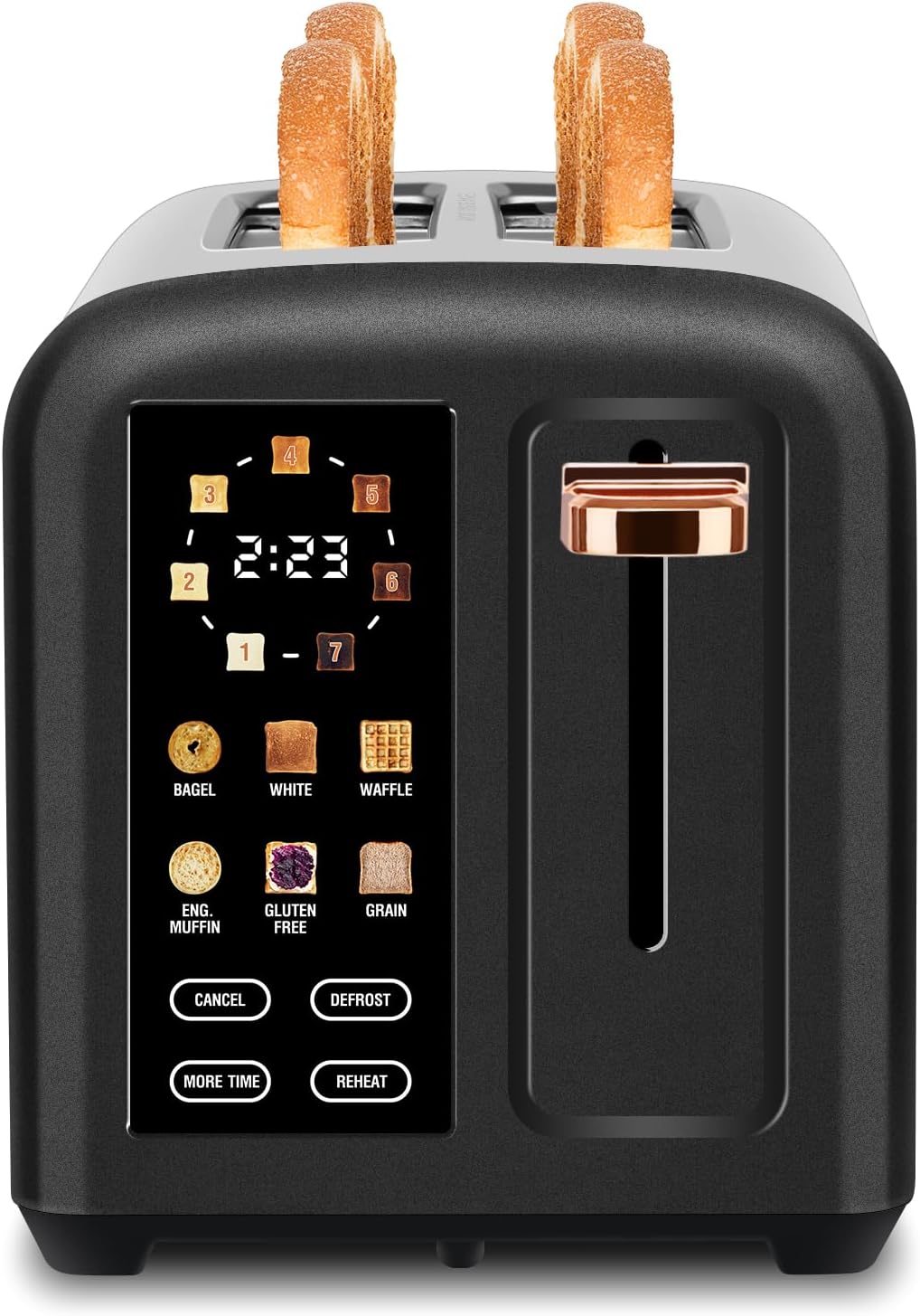 SEEDEEM 2-Slice Toaster - Touch Screen, Fast Heating, 7 Shade Settings, 1.5" Wide Slots, Dark Chocolate