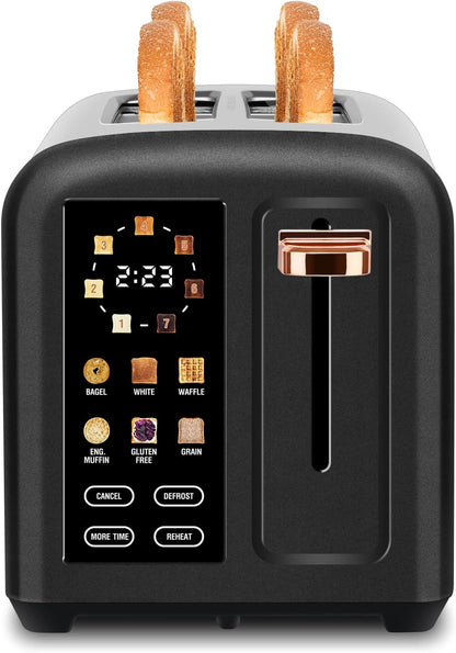 SEEDEEM 2-Slice Toaster - Touch Screen, 7 Shade Settings, 1.5" Wide Slots, Dark Chocolate Finish