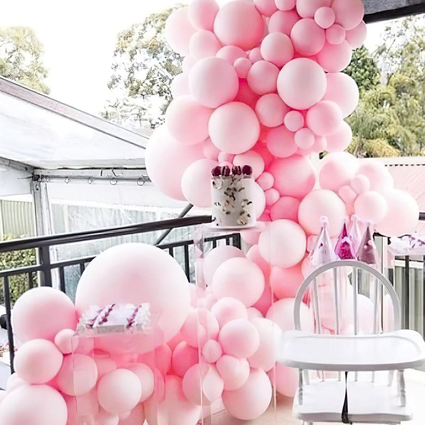 PartyWoo Baby Pink Balloons - 100 Pcs in 5 Sizes for Baby Shower & Birthday Decorations | Arch Kit & Garland