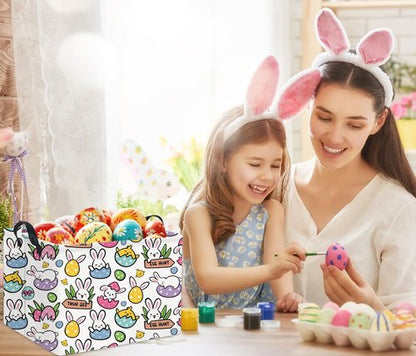HIYAGON Rectangular Easter Gift Basket Kids Storage Organizer Bins Bedroom(Cartoon Easter Bunny)