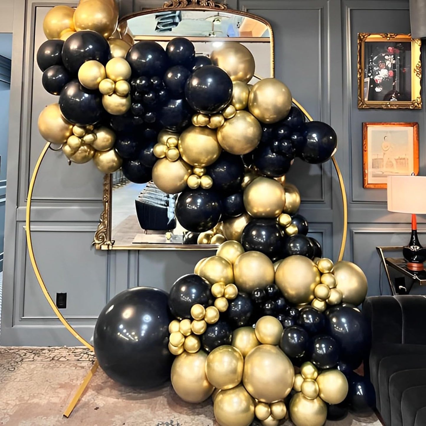 Voircoloria Black Balloon Garland Arch Kit - 90 Pack of 5/10/12/18 Inch Balloons for Weddings, Graduations & Parties