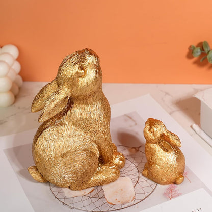 Skiennix Easter Rabbit Resin Statues - Charming Large & Small Outdoor Sculptures | Unique Gold Decor