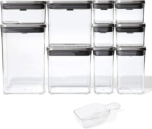 OXO SteeL 12-Piece POP Container Set - Airtight Food Storage Solution for Freshness