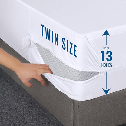 Utopia Bedding Mattress Protector Zippered Twin Size (Pack of 4), 100% Waterproof Bed Bug and Dust Mite Proof Mattress Encasement, Absorbent 6 Sided Mattress Cover