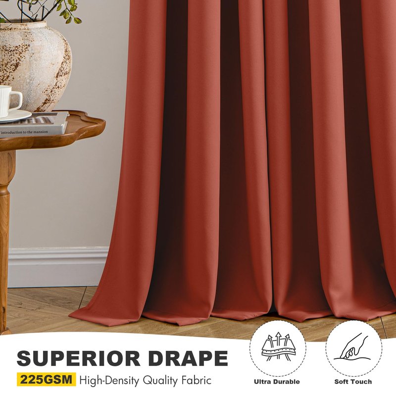 MIULEE Burnt Orange Blackout Curtains for Bedroom Living Room 84 Inches Long 2 Panels, Thermal Insulated Room Darkening Drapes Solid Grommet Top Noise Reduction Terracotta Rust Fall Window Treatments