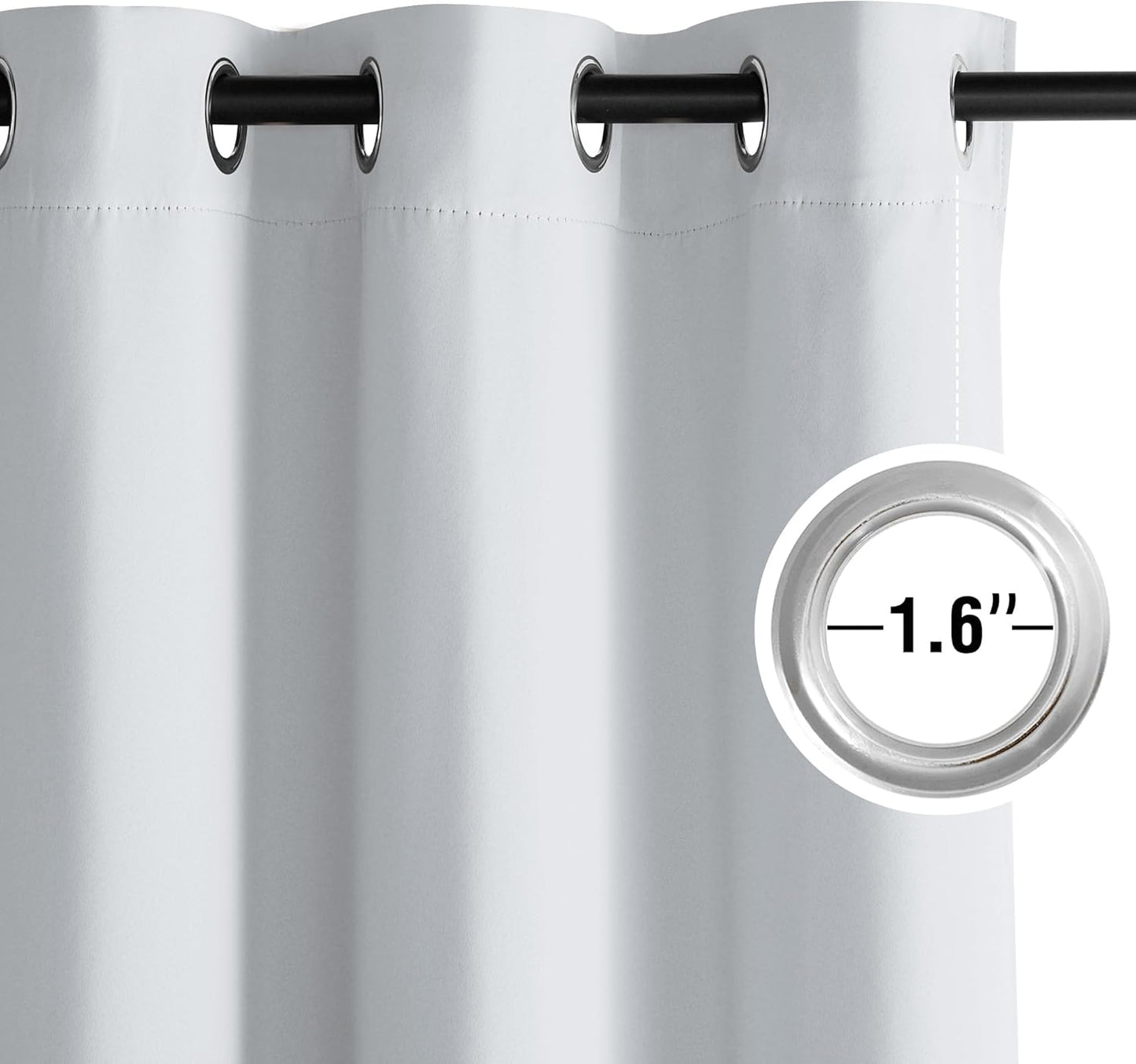 NICETOWN Room Darkening Curtains - Greyish White Drapery Panels, 52"W x 90"L for Optimal Light Control