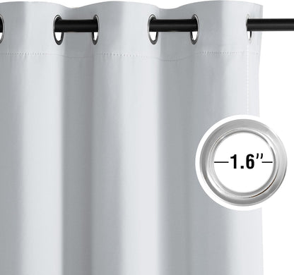 NICETOWN Room Darkening Curtains - Greyish White Drapery Panels, Set of 2 | 52" x 63" Size