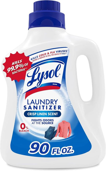 Lysol Laundry Sanitizer - Bacteria Odor Eliminator Detergent Additive | Crisp Linen, 90oz