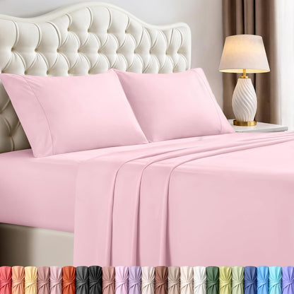 Utopia Bedding Full Bed Sheets Set - 4-Piece Brushed Microfiber - Fade & Shrinkage Resistant | Full Size, Pink
