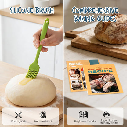 RORECAY Sourdough Bread Proofing Basket Set - 9" Round & 10" Oval Cane Baskets with Dough Tools