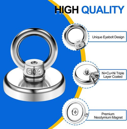 Magnetic Hooks - 60 lbs Pulling Force Rare Earth Hooks with Countersunk Hole | 10 Pack for Home & Office