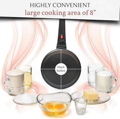 Moss & Stone Electric Crepe Maker - 8” Nonstick Portable Pan with Dipping Plate & Auto Shut-Off