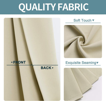 ChrisDowa Small Window Curtains - Grommet Thermal Insulated Room Darkening Panels (Beige, 52 x 36 Inch)