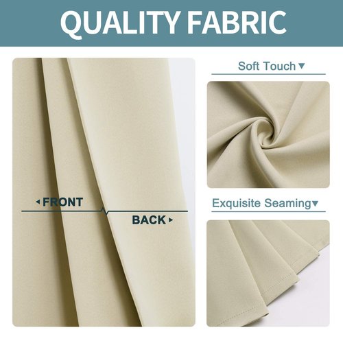 ChrisDowa Small Window Curtains for Kitchen and Bedroom - Grommet Short Thermal Insulated Room Darkening Curtains (2 Panels, Beige, 36 x 24 Inch)