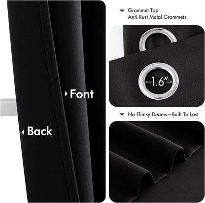 MIULEE Blackout Curtains - Thermal Insulated Room Darkening Drapes | 63-Inch Grommet Panels (2-Pack)