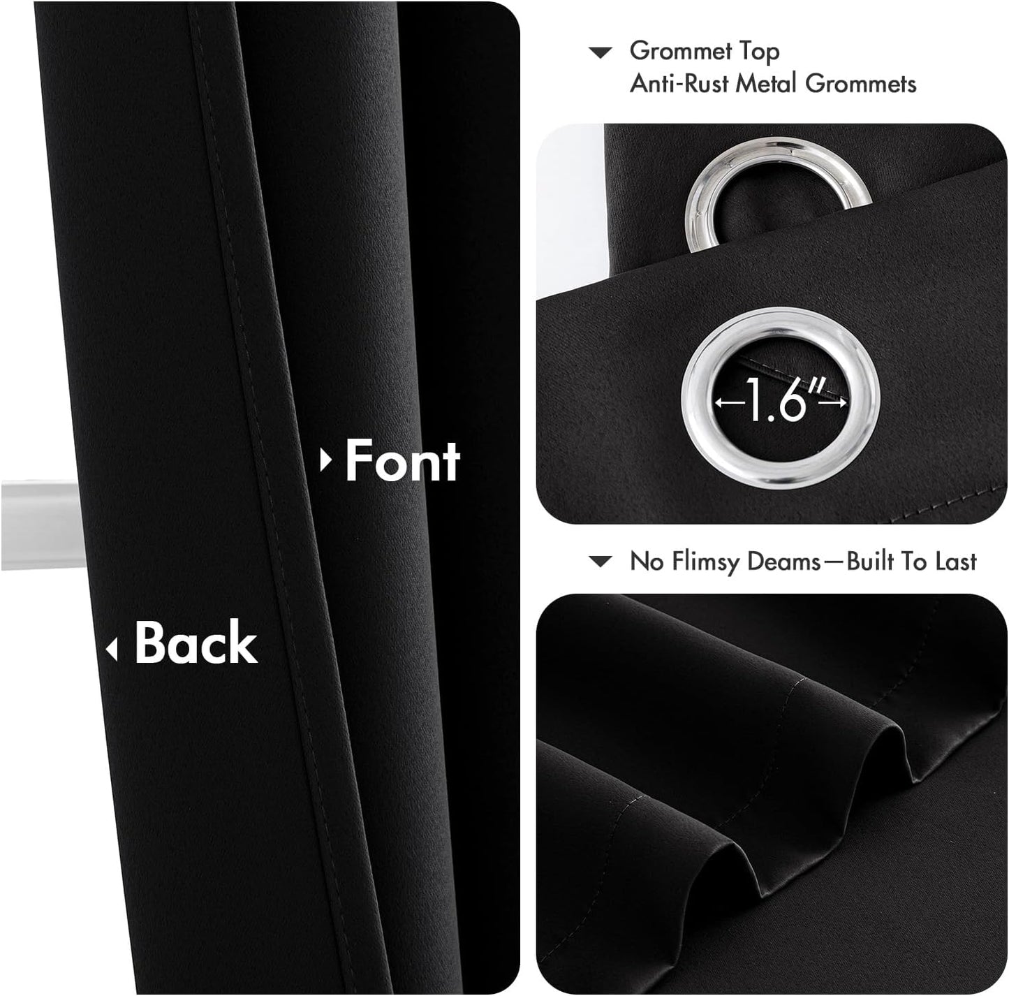 MIULEE Blackout Curtains - Thermal Insulated Room Darkening Drapes | 64 Inches Long, 2 Panels