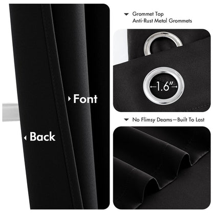 MIULEE Black Blackout Curtains for Bedroom Living Room 63 Inches Long 2 Panels, Thermal Insulated Room Darkening Drapes Solid Grommet Noise Reduction Light Blocking Window Treatments 50x63 Inch