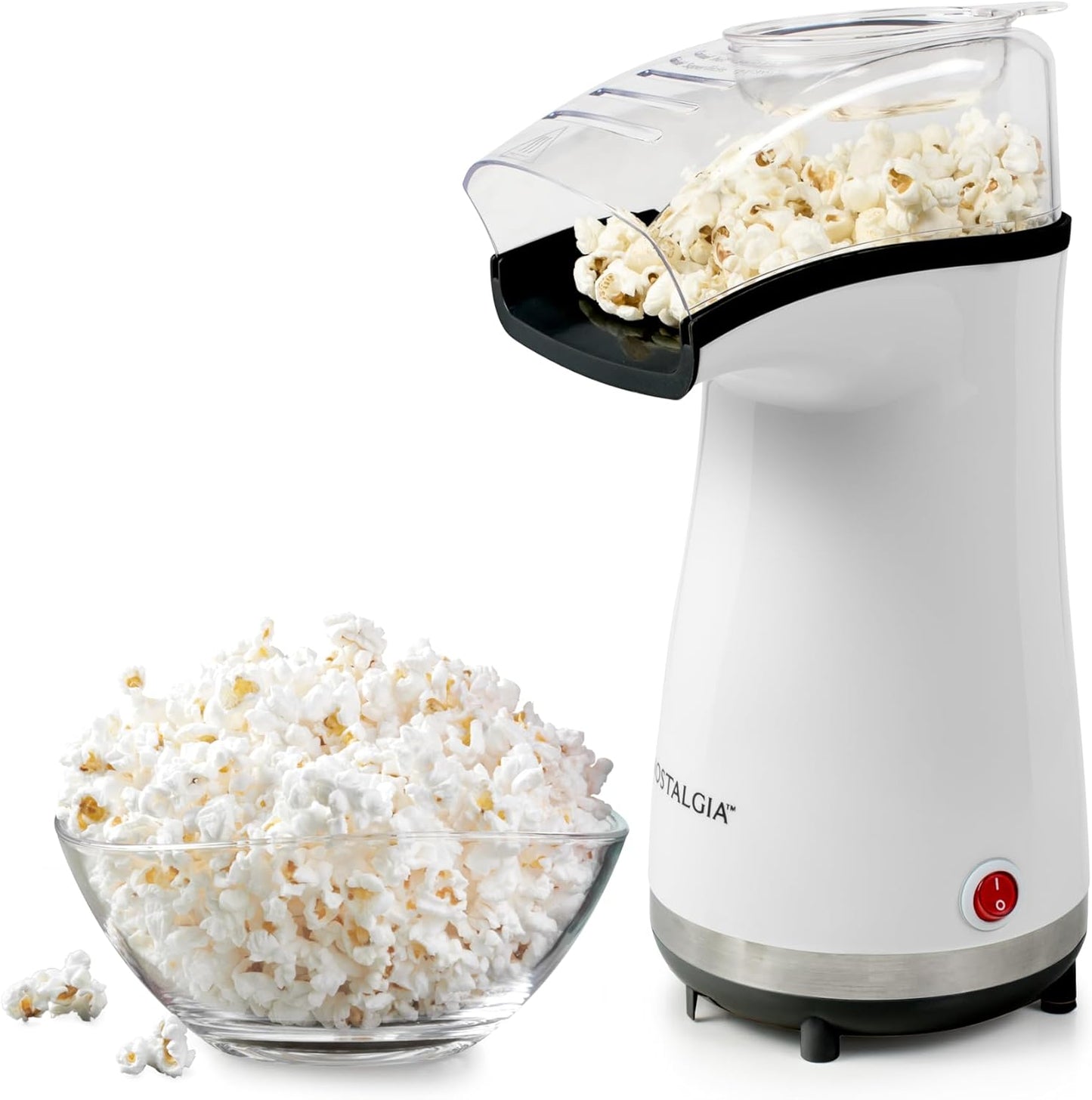 Nostalgia Air Popper Popcorn Maker - 16 Cups Oil-Free Popcorn | Includes 4-Oz Measuring Cup - White