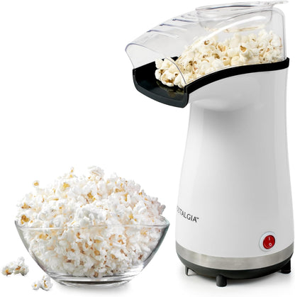 Nostalgia Air Popper Popcorn Maker - 16 Cups Oil-Free Popcorn | Includes 4-Oz Measuring Cup - White